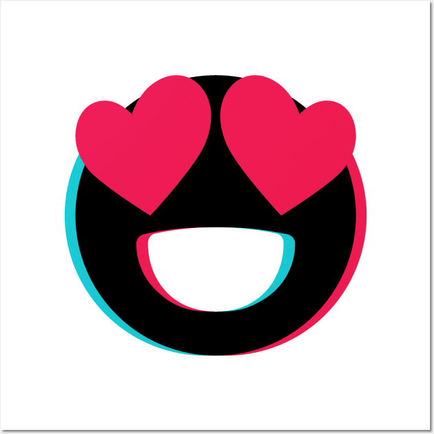 TikTok lovely eyes heart emoji smiley Black Wall Art by ThingyDilly